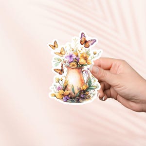 Sticker grillige bloempot, schattige Cottagecore-sticker, Kindle-stickers, leesgrage merchandise, cadeau boekenliefhebber, cadeau e-reader, leesliefhebber