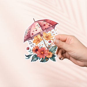 Floral Regenschirm Aufkleber, Cottagecore Aufkleber, Kindle Aufkleber, Bookish Merch,Buch-Liebhaber-Geschenk,E-Reader Geschenk,Leseliebhaber,Laptop Aufkleber
