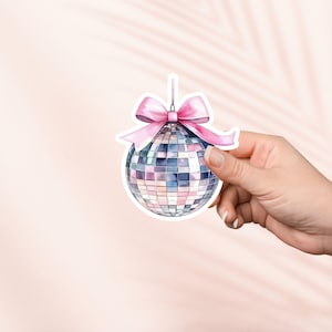 Pegatina de bola de discoteca con lazo rosa, bonita pegatina de vinilo, merchandising literario, regalo para amantes de los libros, pegatinas para lectores electrónicos Kindle, amantes de la lectura, lectores obscenos