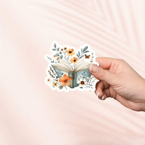 Buch und Blumen Aufkleber, Nette Bücherwurm Vinyl Aufkleber, Bücherwurm Merch, Geschenk für Buchliebhaber, e-reader Kindle Aufkleber, Leseliebhaber