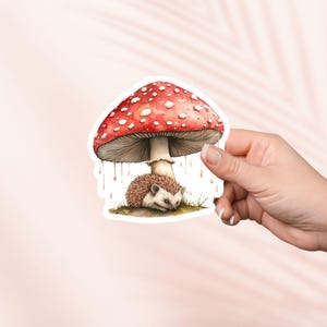 Sticker Hérisson sous champignon, Sticker vinyle livresque mignon, Merch livresque, cadeau pour amoureux des livres, Stickers Kindle e-reader, amateur de lecture