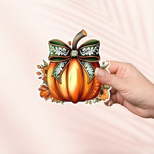 Calabaza de otoño con pegatina de arco, linda pegatina Cottagecore, pegatinas Kindle, merchandising librero, regalo para amantes de los libros, regalo para lectores electrónicos, amantes de la lectura, otoño