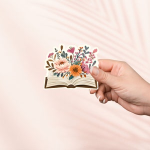 Pegatina de flores y libros, linda pegatina de vinilo bookish, merchandising bookish, regalo para amantes de los libros, pegatinas Kindle para lectores electrónicos, amantes de la lectura, lectores Smut