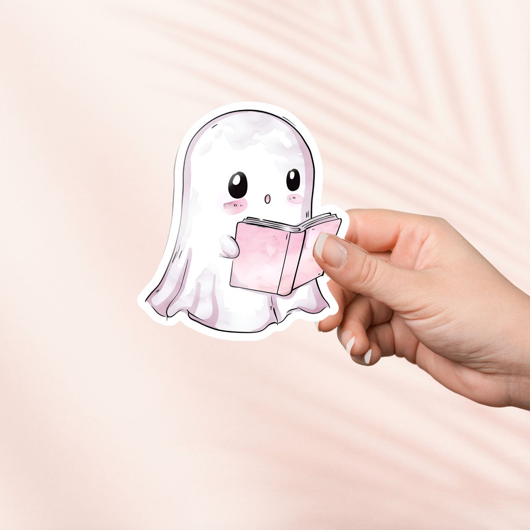 Ghost Reading Book Sticker, Cute Bookish Sticker, Kindle Stickers ...