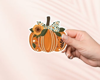 Fall Pumpkin with flower Sticker, Cute Cottagecore Sticker, Kindle Stickers, Bookish Merch, Book Lover Gift, e-reader Gift, Reading Lover