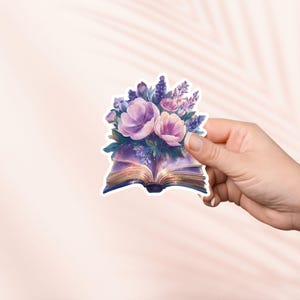 Buch und Blumen Aufkleber, Netter Bücherwurm Aufkleber, Bücherwurm Merch, Geschenk für Buch-Liebhaber, e-reader Kindle Aufkleber, Leseliebhaber, Fantasy Cottagecore
