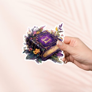Spell Book Sticker, Cute Bookish Vinyl Sticker, Bookish Merch, Geschenk für Buchliebhaber, e-reader Kindle Aufkleber, Cottagecore, Fairytale Witchcraft