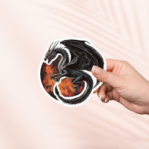 Pegatina de dragón negro y lava, bonita pegatina de vinilo, artículos de fantasía para amantes de los libros, regalo para amantes de la lectura, pegatinas para Kindle, Booktok