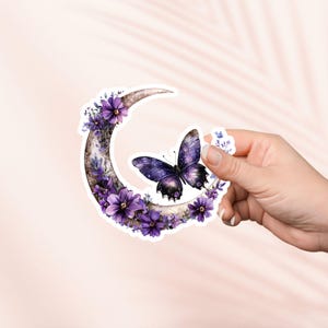 Sticker fantaisie floral lune et papillon, Sticker pour tablette, produit livresque, cadeau pour les amoureux des livres, Stickers Kindle e-reader, amateur de lecture, Booktok