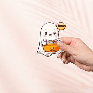 Sticker Cute Boo Ghost, Halloween trick or treat-snoepsticker, leesgrage Kindle-stickers, leesgrage merchandise, cadeau boekenliefhebber, cadeau e-reader