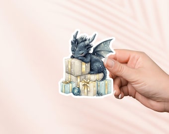 Pegatinas para caja de regalo de Navidad y dragón, regalo para amantes de los libros, pegatinas para lectores electrónicos Kindle, amantes de la lectura de fantasía literaria, Booktok, Bookstagram