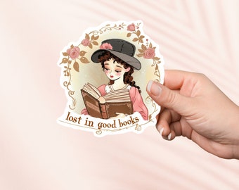 Lost in good books Sticker, bookish sticker, book lover gift, bookish merch, Kindle sticker, smut reader, reading lover, e-reader