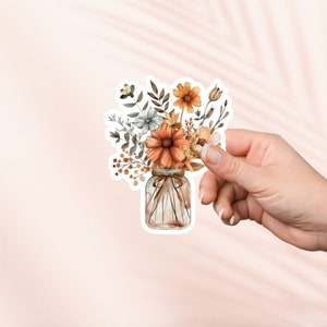 Herbst Blumen Glas Aufkleber, niedlicher Cottagecore Aufkleber, Kindle Aufkleber, Bookish Merch, Buch-Liebhaber-Geschenk, e-Reader Geschenk, Leseliebhaber