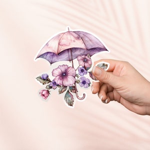 Pegatina de paraguas floral, pegatina linda de Cottagecore, pegatinas Kindle, merchandising de libros, regalo para amantes de los libros, regalo de lector electrónico, amante de la lectura, pegatina para computadora portátil