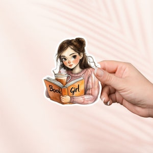 Mädchen Lesebuch Aufkleber, gemütlicher Herbst, niedlicher Leseratte, Bücherwurm Merch, Buch-Liebhaber-Geschenk, e-reader Kindle Aufkleber, Leseliebhaber-Geschenk