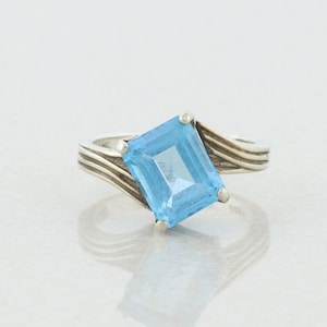 Sterling Silver Blue Topaz Ring Size 6 3/4