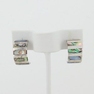 Sterling Silver Abalone Hoop Earrings 3/4&quot; Hoops