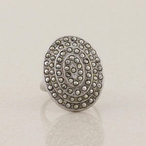 Sterling Silver Marcasite Ring Size 5 3/4