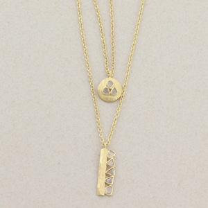 Gold Over Sterling Silver Polki Diamond Slice Layered Necklace 20&quot; to 22&quot;