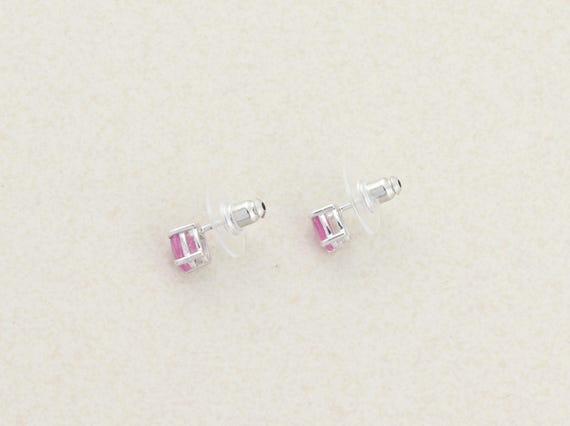 Sterling Silver Glass Filled Ruby Stud Earrings 1… - image 5