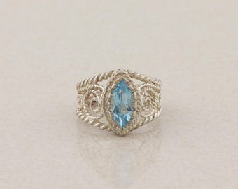 Sterling Silver Natural Blue Topaz Ring Size 5 Woman Teen Child