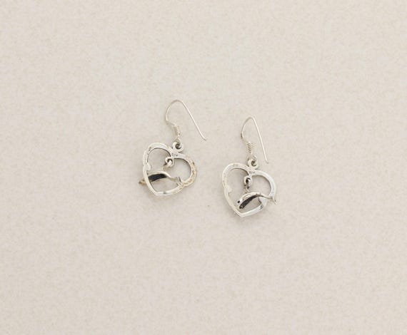 Sterling Silver Dolphin Jumping Through Heart Hoo… - image 6
