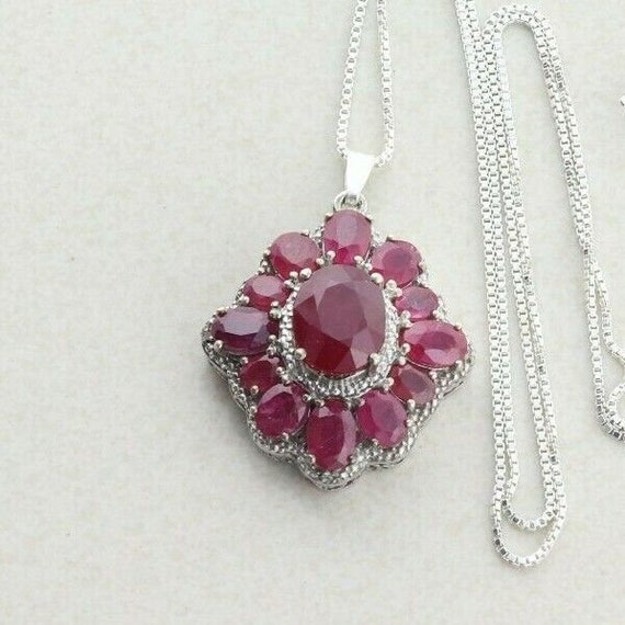 Sterling Silver Ruby Necklace 18 inch chain - image 1