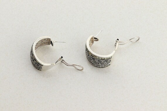 Sterling Silver Large Marcasite Earrings Hoop Earrings 1 Inch Etsy UK