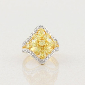 Gold over Sterling Yellow CZ Ring Size 7 1/4