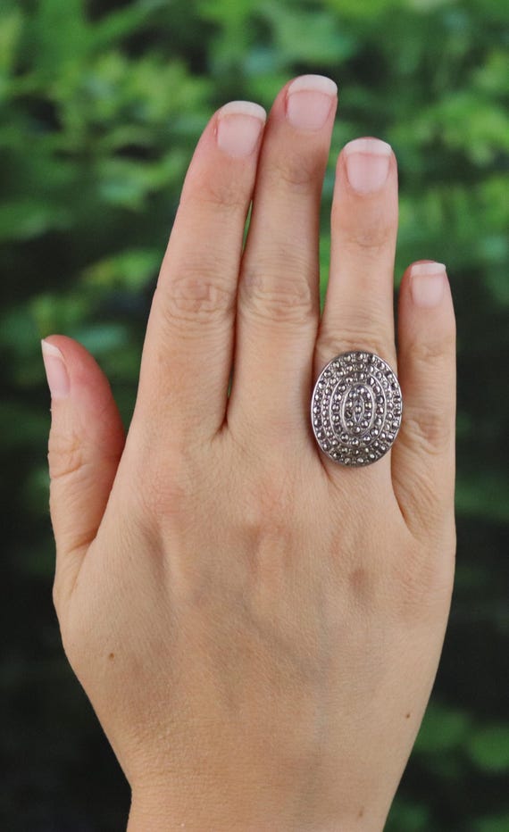 Anello In Argento Sterling 925 Con Marcasite - Stile Vintage - Misura 5-10 - Foto 4