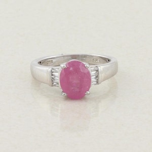 Bague en argent sterling avec rubis rempli de verre et topaze blanche Taille 9 1/4