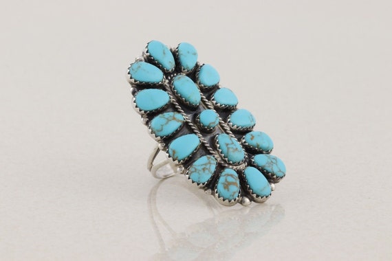Sterling Silver Turquoise Ring Signed AS Size 9 3… - image 3