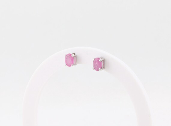 Sterling Silver Glass Filled Ruby Stud Earrings 1… - image 7