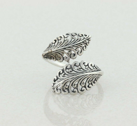 Sterling Silver Bypass Feather Ring Size 9 1/4 - image 5