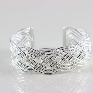 Sterling Silver Large Braided Weave Cuff