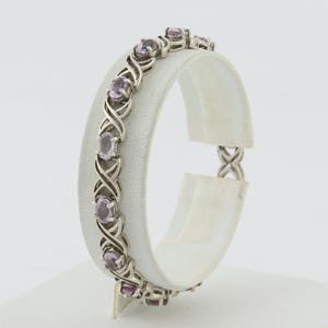 Sterling Silver Natural Light Purple Amethyst Bracelet 7&quot; inch