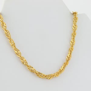Gold Over Sterling Silver Thick Singapore Chain Necklace 20&quot;  Bright Gold