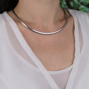 Sterling Silver Omega Necklace 16 inch Choker Necklace
