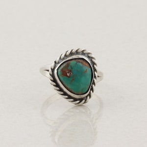 Anillo de plata de ley con turquesa verde, talla 6
