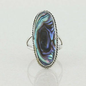 Sterling Silver Abalone Shell Ring Size 6 1/2