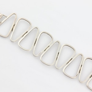 Sterling Silver Modernist Link Bracelet 6 1/2 inch  Vintage Large Bold