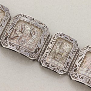 Sterling Silver Aztec Mayan Bracelet 6 3/4&quot; inch