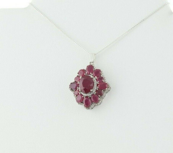 Sterling Silver Ruby Necklace 18 inch chain - image 7