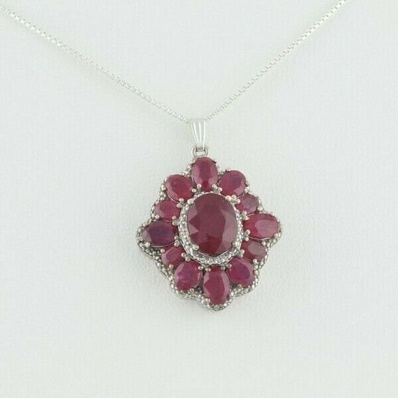 Sterling Silver Ruby Necklace 18 inch chain - image 5