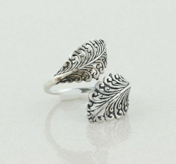 Sterling Silver Bypass Feather Ring Size 9 1/4 - image 4