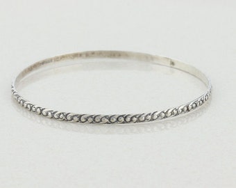 Sterling Silver Vintage Swirl Pattern Bangle Bracelet 8