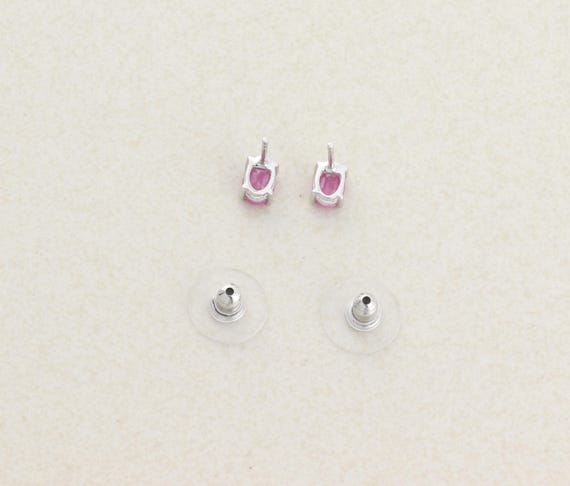 Sterling Silver Glass Filled Ruby Stud Earrings 1… - image 6