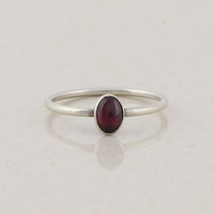 Sterling Silver Natural Garnet Ring Size 10 1/4