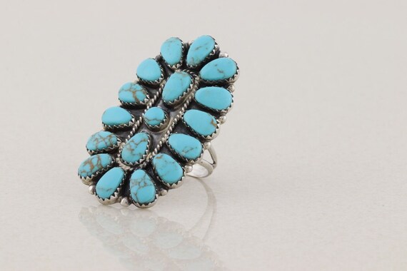 Sterling Silver Turquoise Ring Signed AS Size 9 3… - image 8