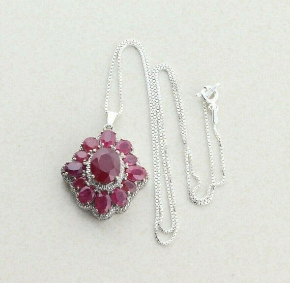 Sterling Silver Ruby Necklace 18 inch chain - image 4